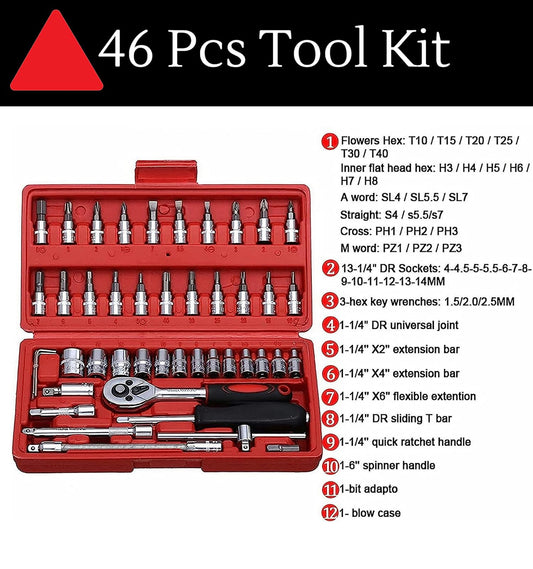 46 pcs drive socket tool kit